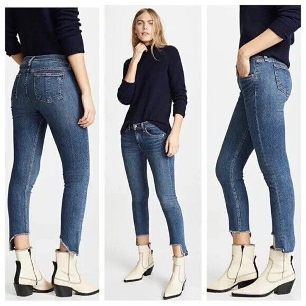 Rag & Bone Hampton Capri Skinny Jeans Chewed Hem Size 24 Low Rise USA